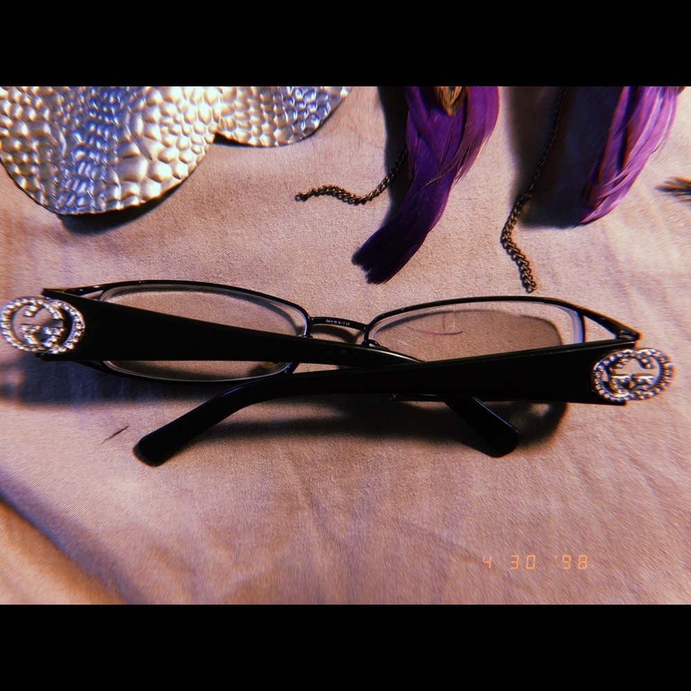 Black Rhinestone Accent Women's Glasses